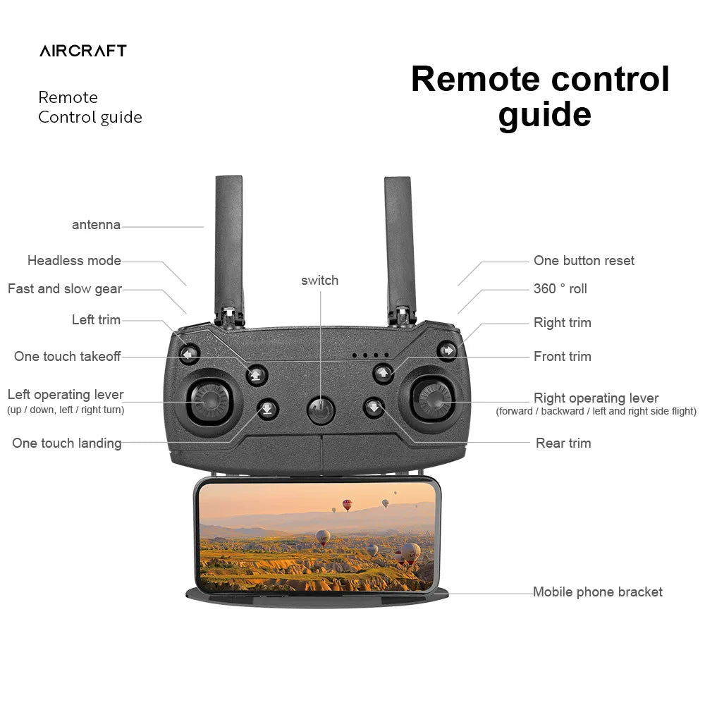 Aero Vision Drone next to remote controller
