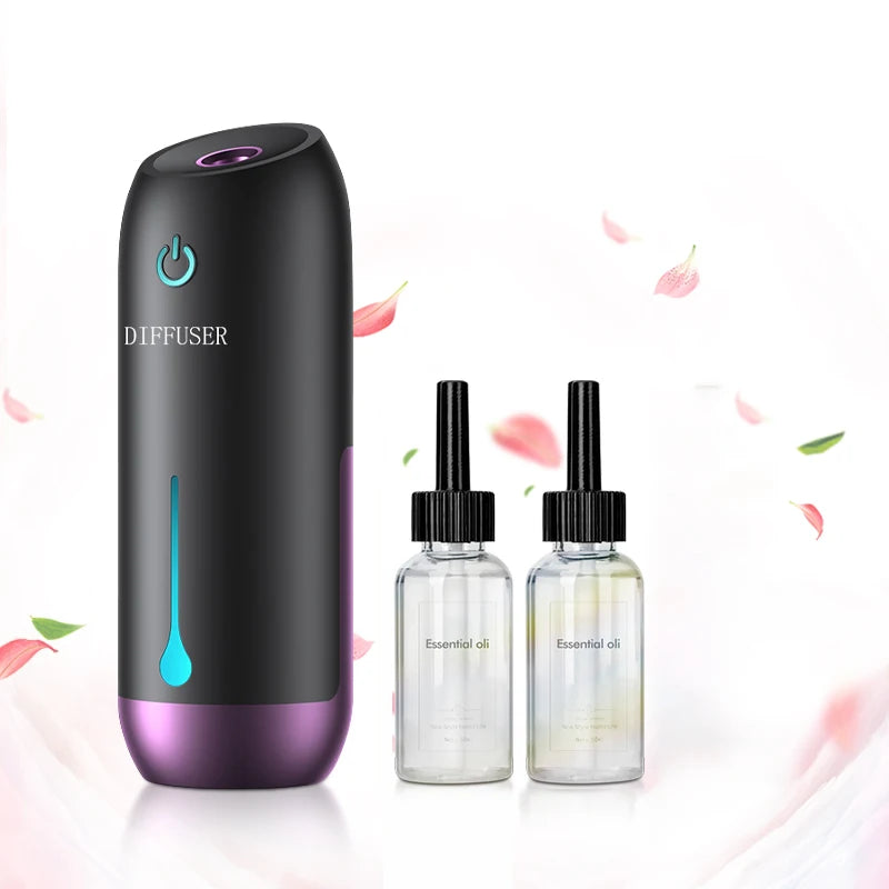 Aroma diffuser with lavender essential oil bottle for relaxation