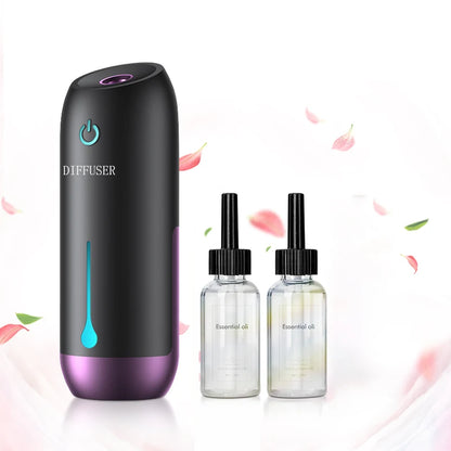 Aroma diffuser with lavender essential oil bottle for relaxation
