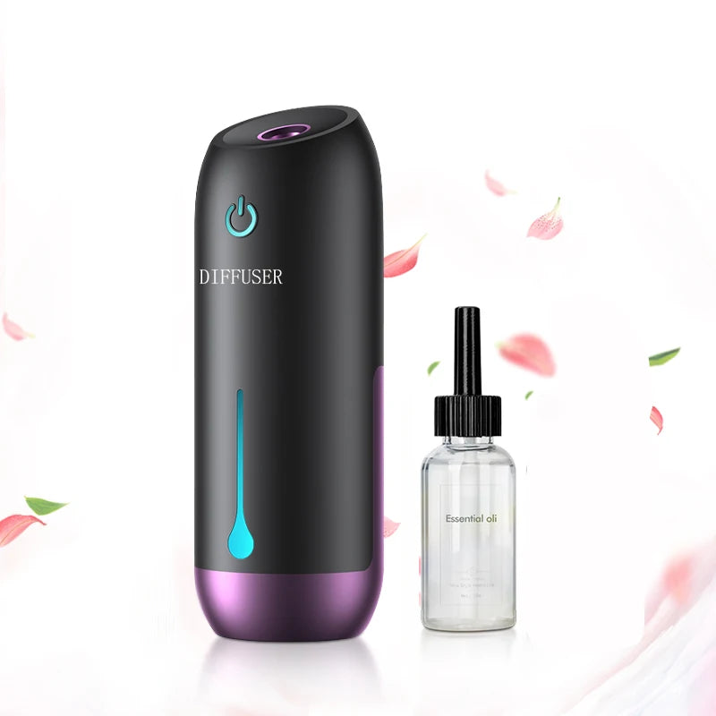 Aroma diffuser with lavender essential oil bottle for relaxation