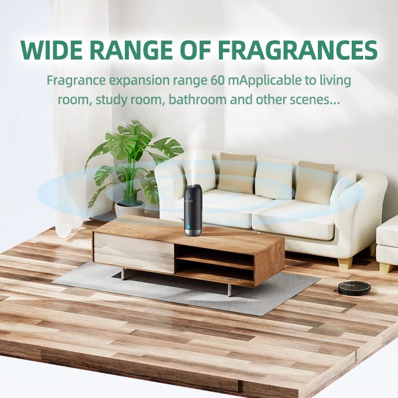 Minimalist white aroma diffuser blending with modern home interior