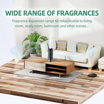 Minimalist white aroma diffuser blending with modern home interior