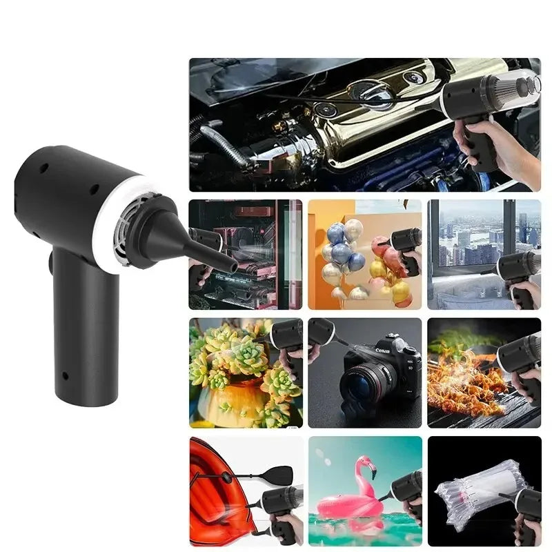 PowerSuction 9000 wireless mini vacuum cleaner in use for quick cleaning tasks