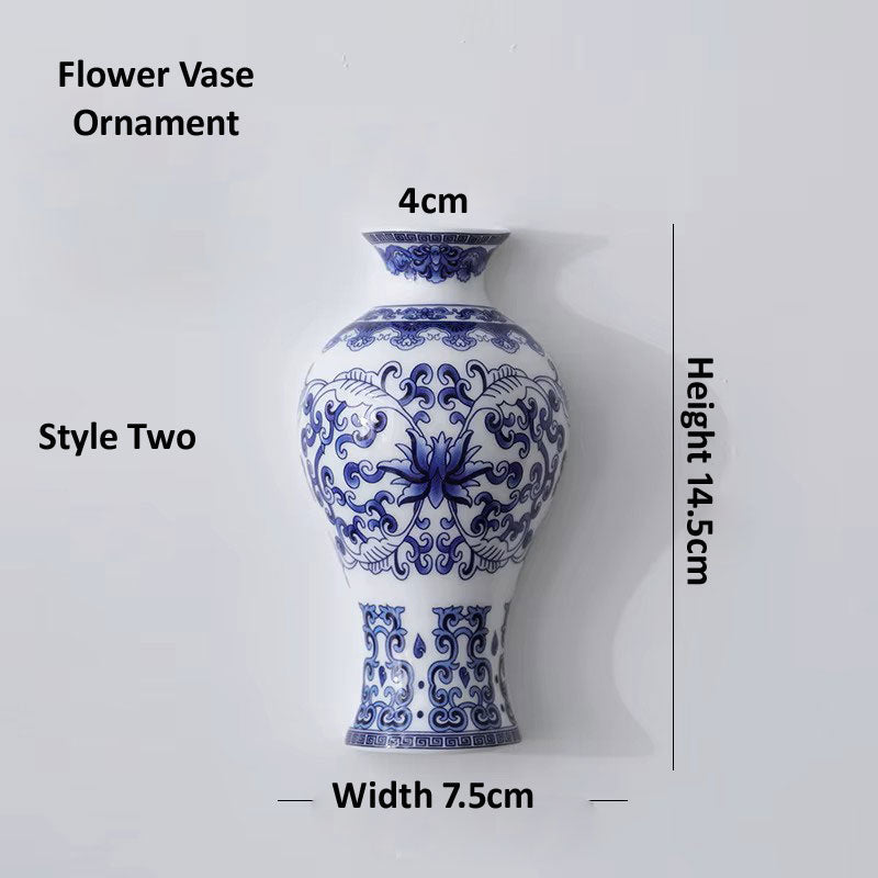 Antique Blue & White Ceramic Vase – Oriental Porcelain Wall Hanging