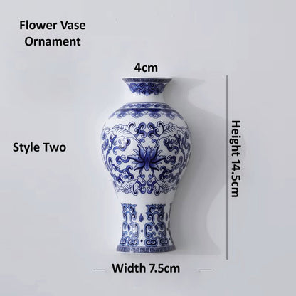 Antique Blue & White Ceramic Vase – Oriental Porcelain Wall Hanging